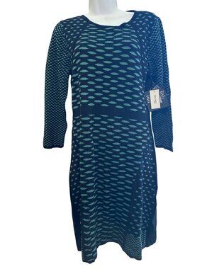 NEW Nine West Electric Blue & Black Knit Dress Medium